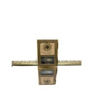 Vintage Brass, Metal & Glass Post Office Box Front, 1975 Door Front w/ Eagle Bra